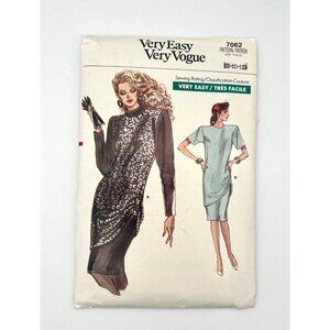 80s Very Easy Very Vogue 7062 Sewing Pattern Tunic and Skirt Misses 8-10-12 1987